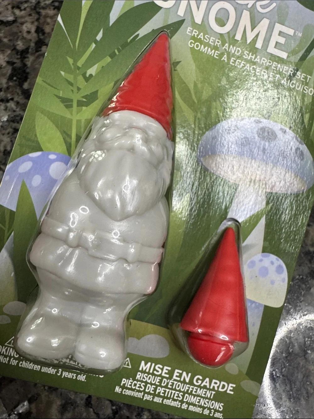 Fred Red-Hatted White Desk Gnome Eraser & Sharpener Set NEW